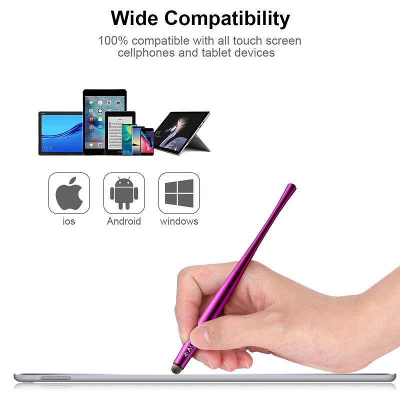 AULEEP Capacitive Stylus Pens for Touch Screen with 4 Pack 6 Nanofiber Tips Compatible for Phones, Tablets, iPads, Kindles (Silver Balck Rose Blue) - Image 3